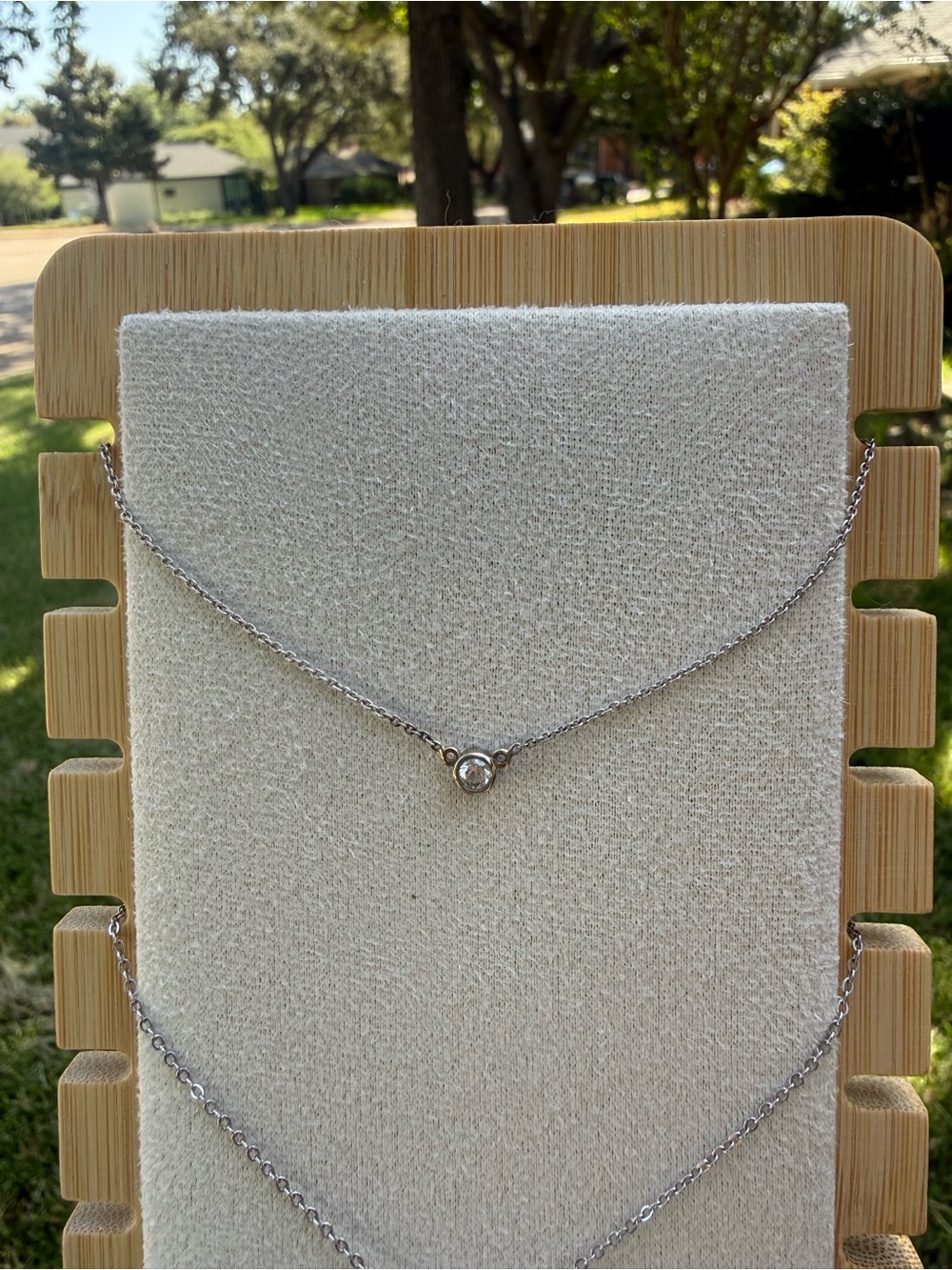 Solitaire Natural Diamond Necklace - White Gold